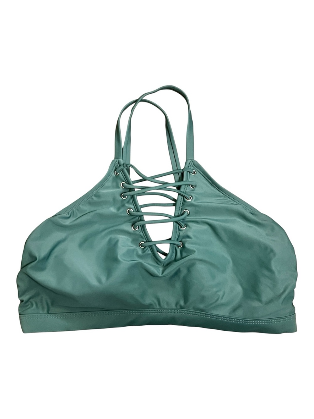 Xhilaration Lace-Up Halter Bikini Top Women’s 16W Green